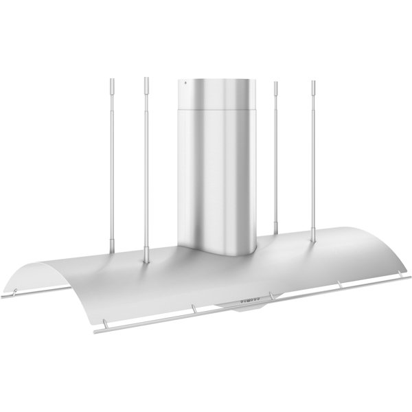 Zephyr 60" Trapeze Ducted Island Range Hood in Silver with Nightlight